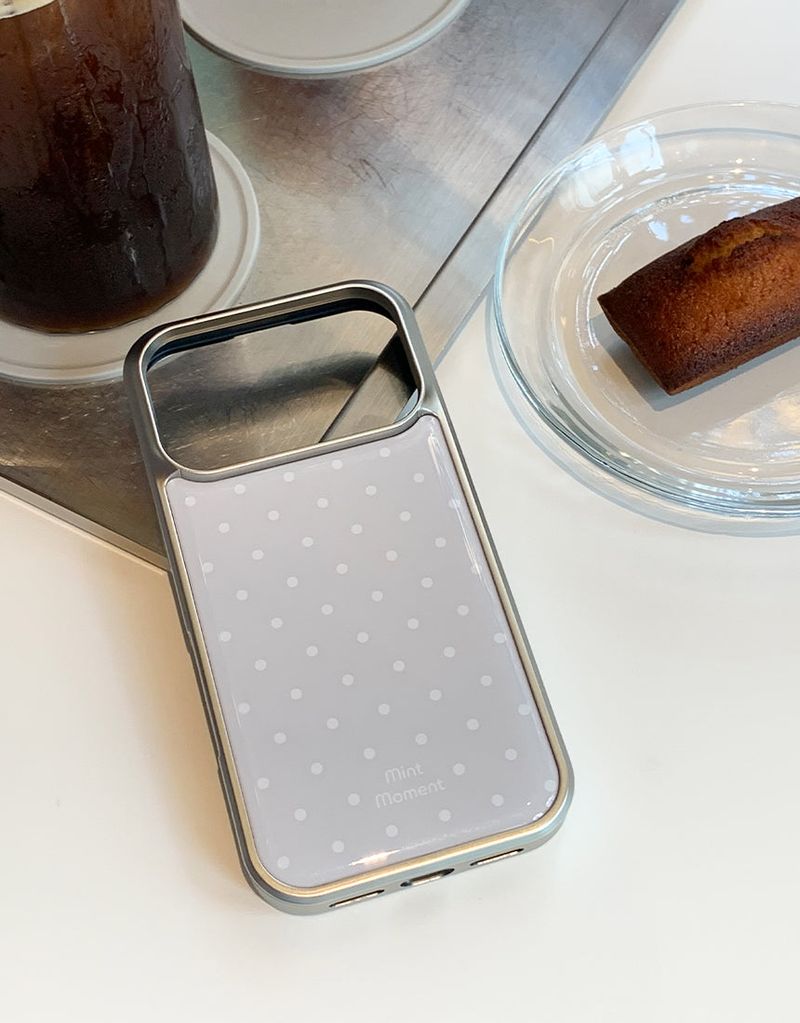 [MADE]グレードット シルバーエポキシバンパー iPhoneケース