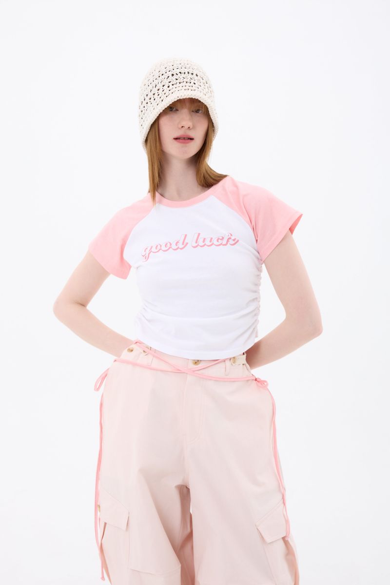 GOOD LUCK LOGO T-SHIRT / PINK