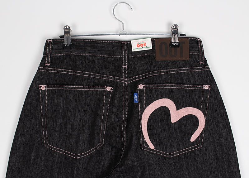 PINK HEART WIDE DENIM
