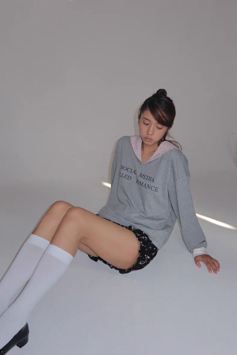 eatmeplz* ネイビーリーダーブリティッシュグレープリント長袖Tシャツ