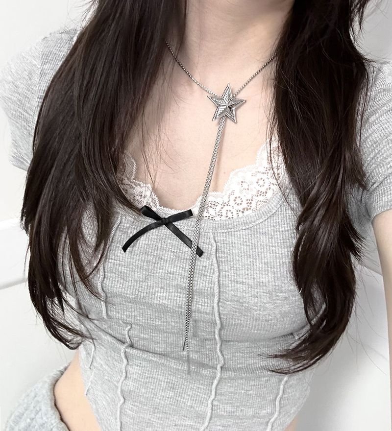 Silver Star Chain Choker Necklace