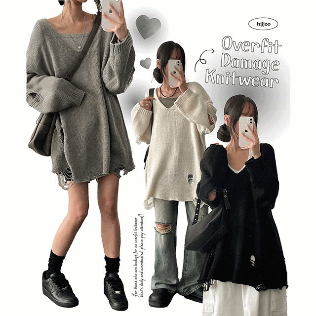 hijjoo（ハイチュー）の「Furlong Loose Fit Damage Knitwear（Tops）」