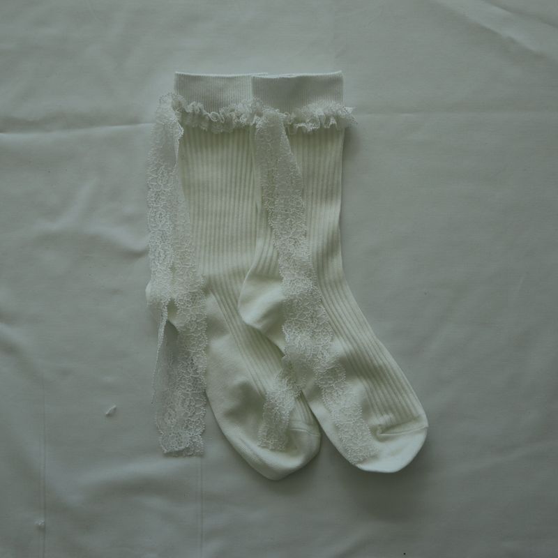 ［2PCS 1SET］DAINTY RIBBON LACE SOCKS