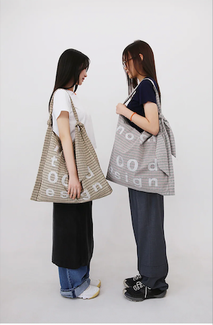 000Design Cotton Check Tie Bag / Brown