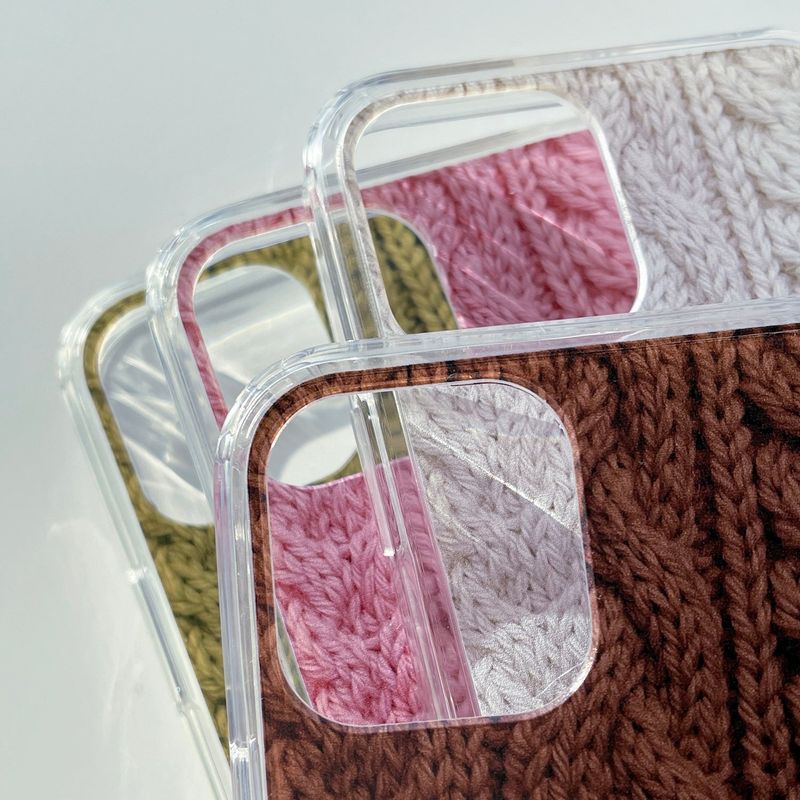 CABLE KNIT HARD JELL CASE_BROWN