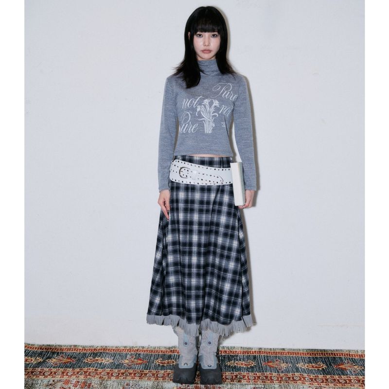 Not pure artwork turtleneck [Light gray]
