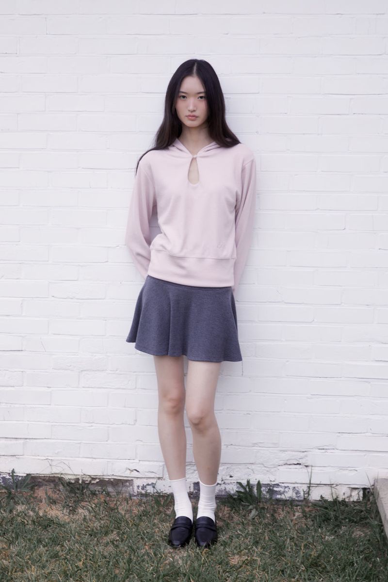 Knit mini flare skirt (CHARCOAL)