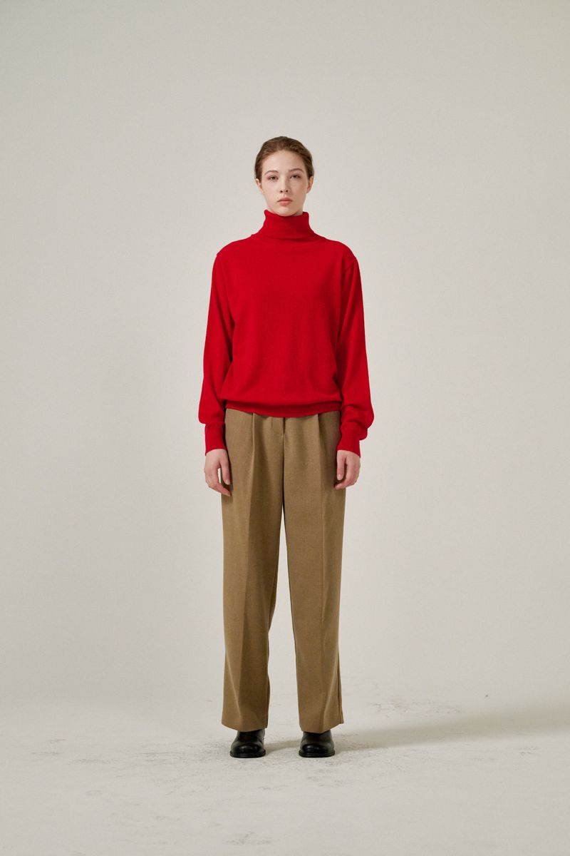 Cashmere turtle neck knit (Red)