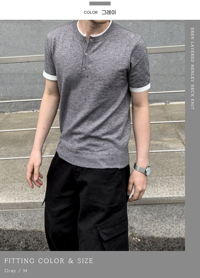 Eren Layered Henley Neck Knit