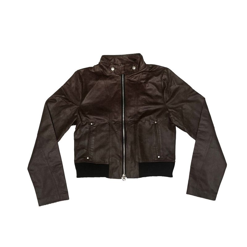 Crack leather jacket