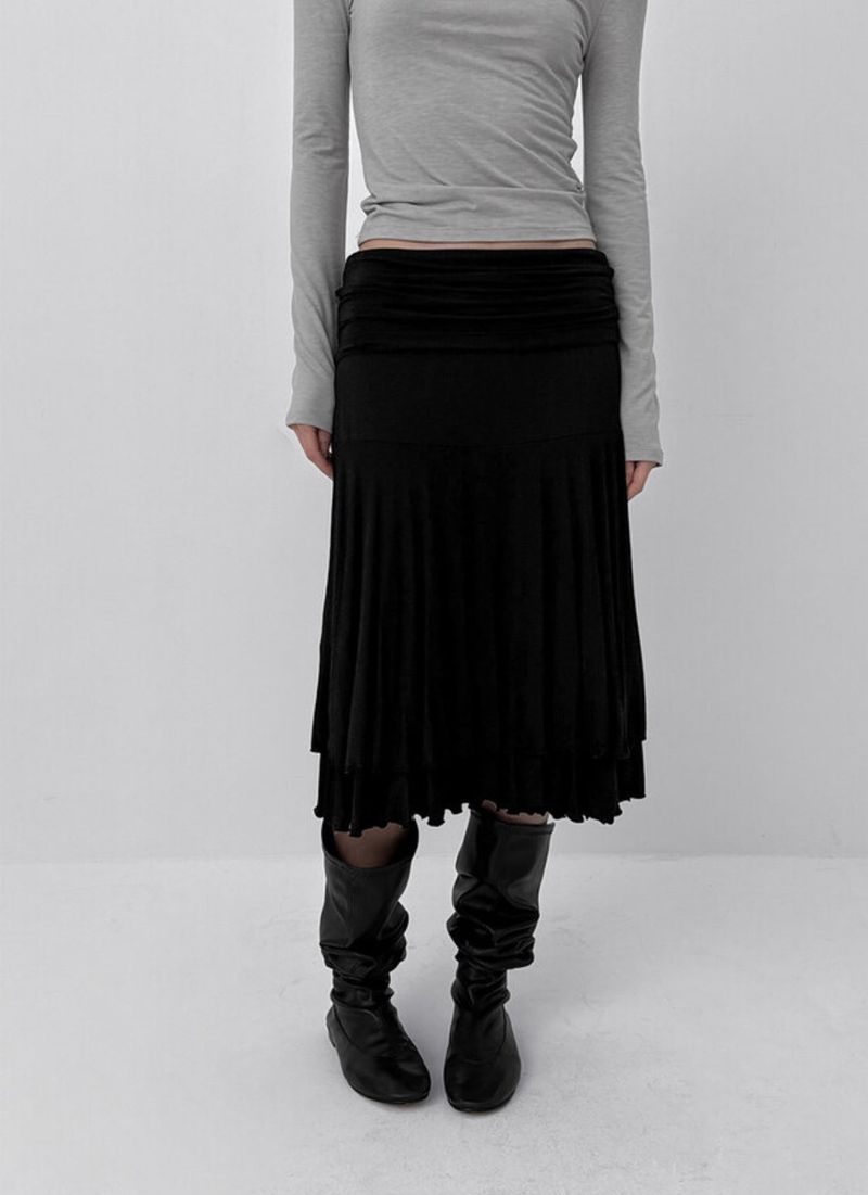 [MADE] Gela Folding Flare Midi Skirt
