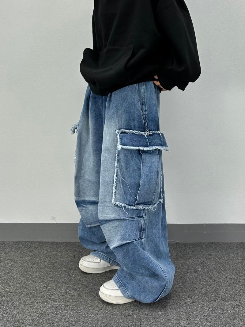 cut-off big pocket denim balloon pt