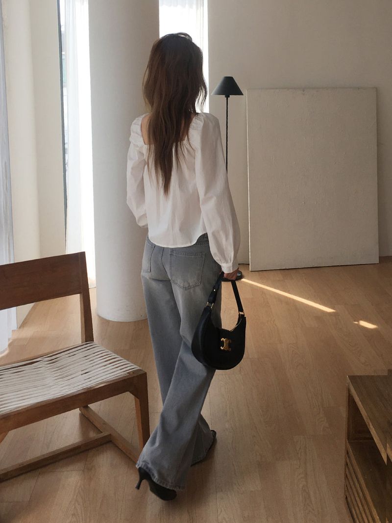 Gray boots-cut denim