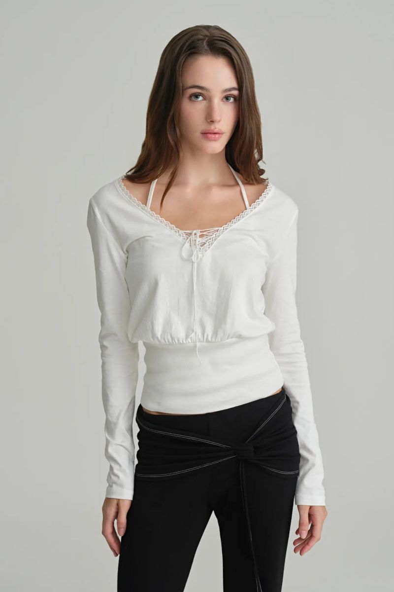 Hazel eyelet top, White