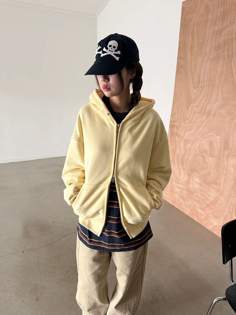 crop hood zip up