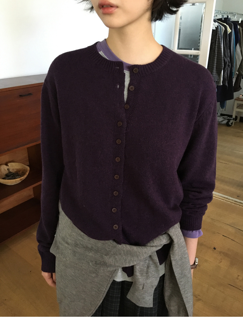 Dual-button round cardigan (3color)