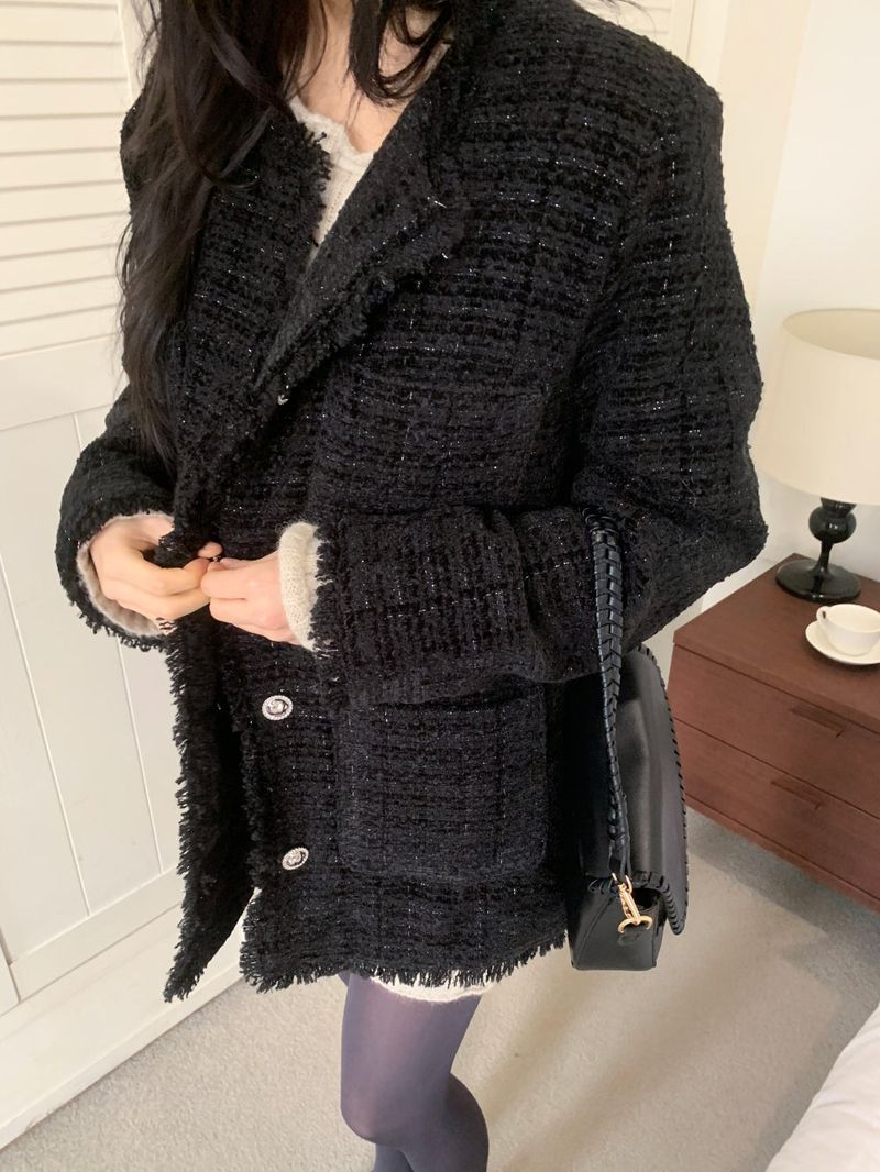 IF classic oversized tweed quilted jacket