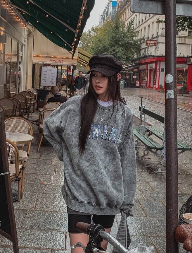 Snow denim patch sweatshirt