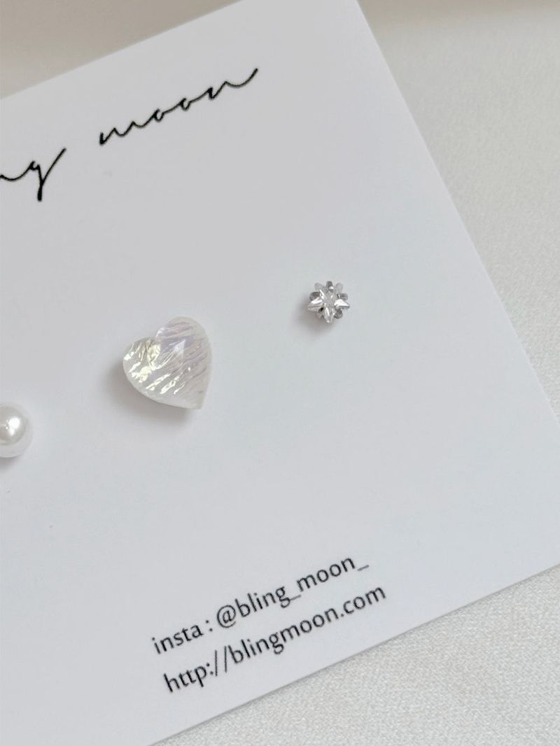 [3 set] shy pearl heart piercing set