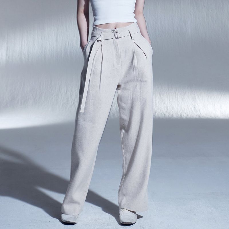DILETTANTISME（ディレッタンティズム）の「LINEN BELT ONE-TUCK WIDE PANTS (BG)（Pants）」