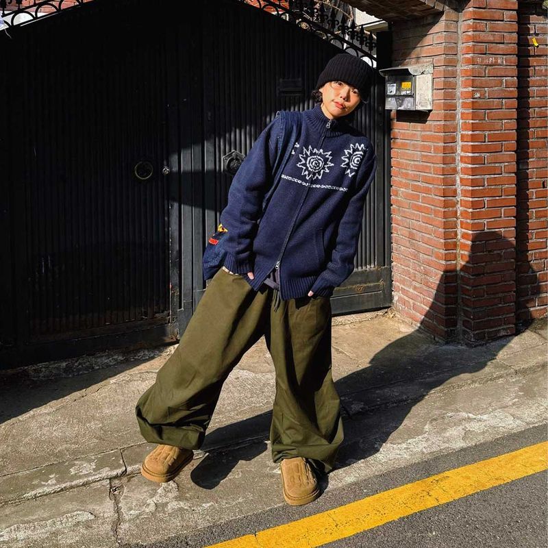 Vintage Jacquard Knit Zip-Up