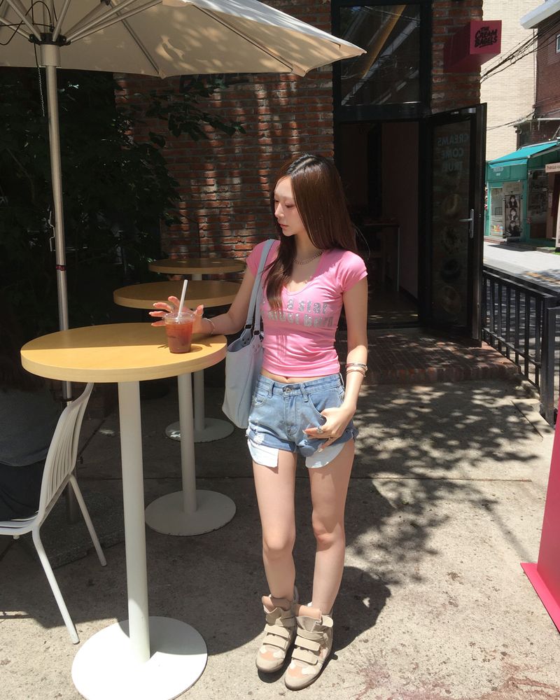 Roll up denim shorts