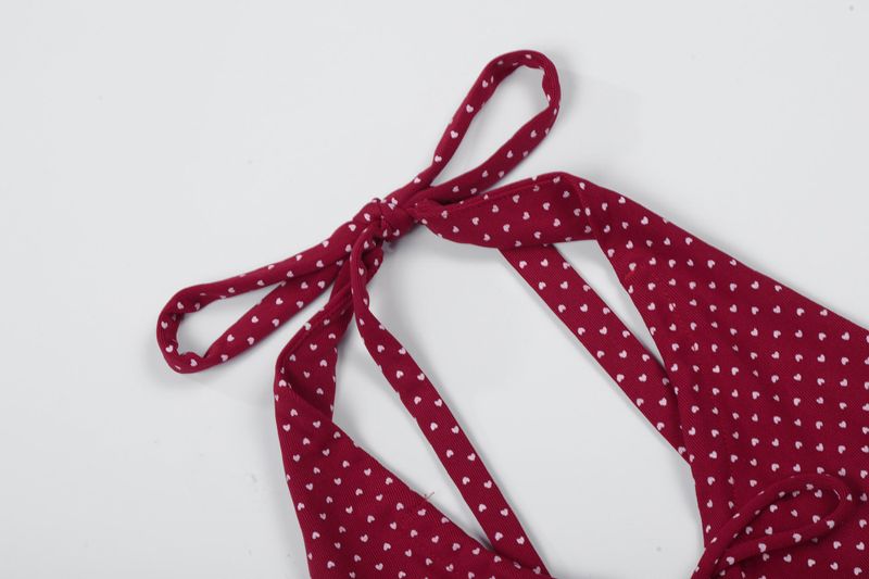 Sia Heart Pattern Ribbon Halter Top