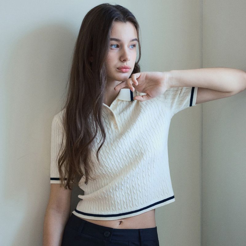 Always Cable Half Knit_Ivory
