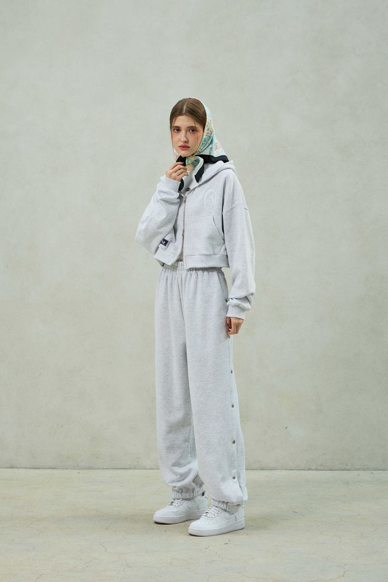 PITA SNAP OFF SWEAT PANTS / WHITE-MELANGE