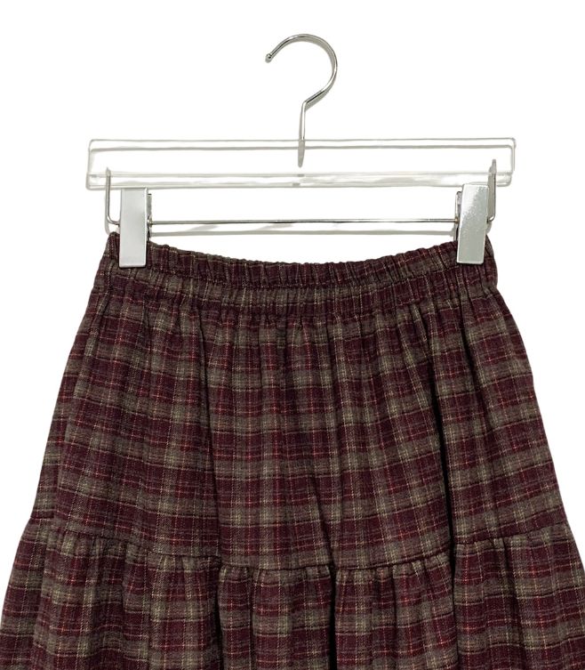 Talib Vintage Check Tiered Banding Long Skirt