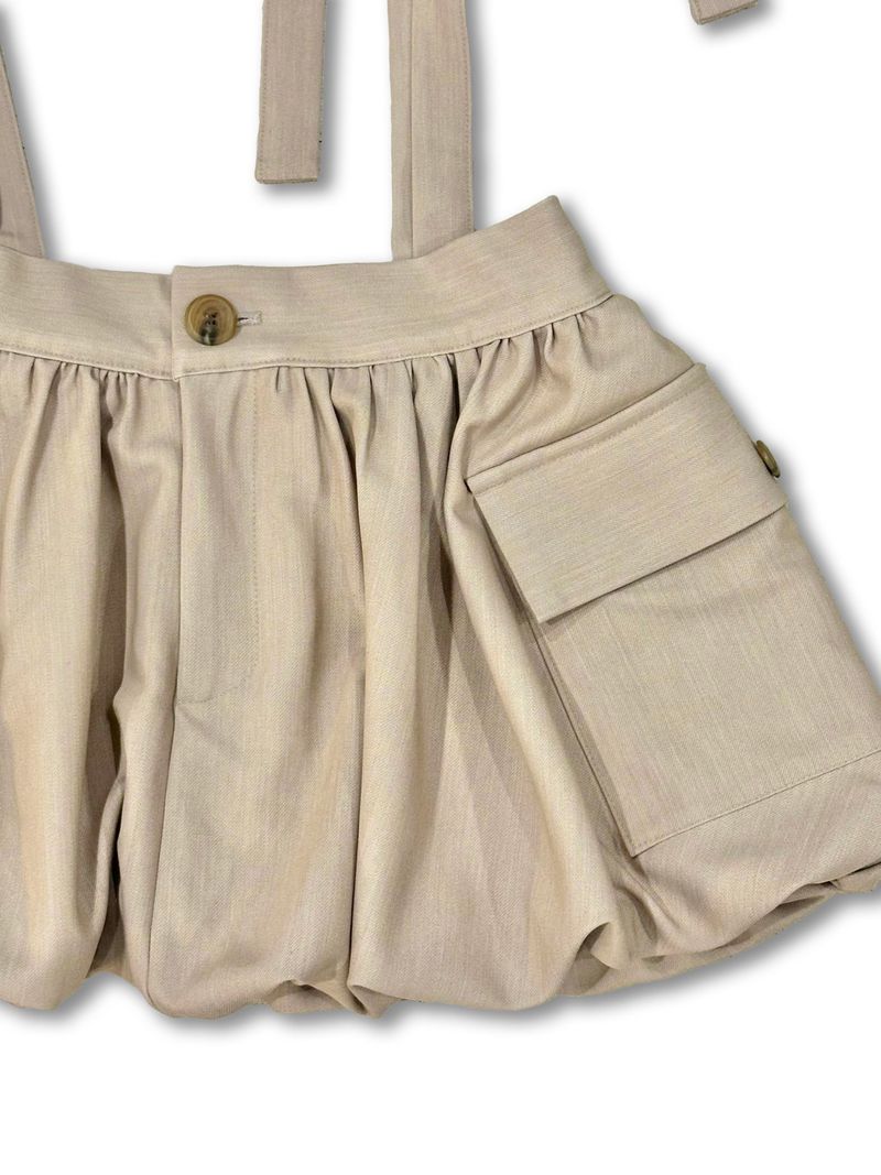 BALLOON POCKET MINI SKIRT PANTS / BEIGE