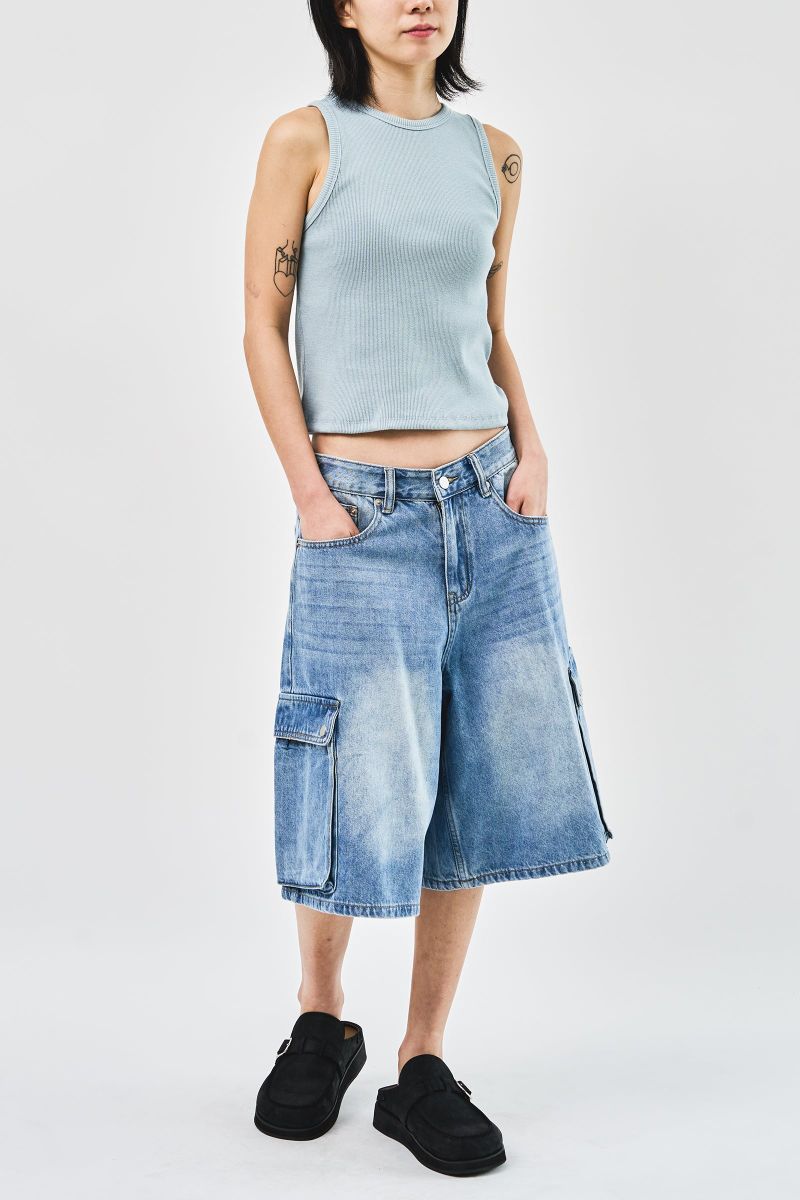 Baek Denim Cargo Bermuda (2color)