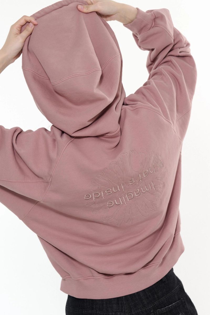 FLOWER EMABROIDER OVER FIT HOODIE