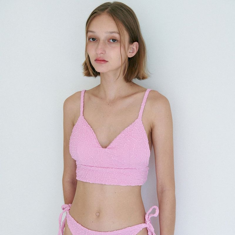 STRING SHIRRING BIKINI SET / PINK