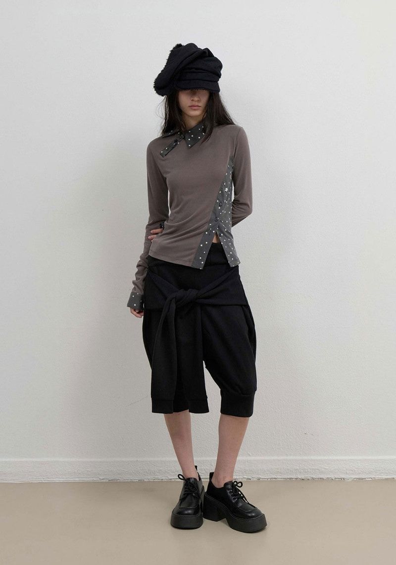 Starcut Jersey Collar Tee / Stone Brown