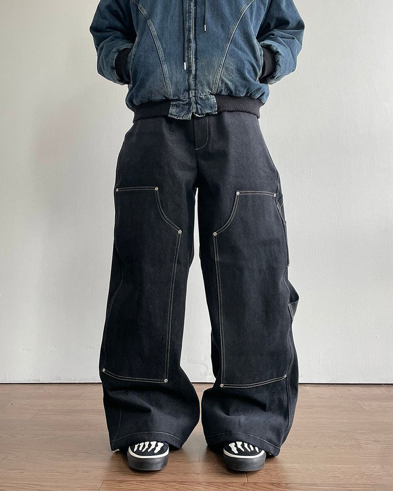 Road napping denim pants