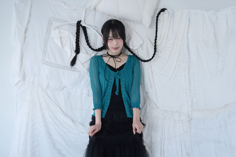 3/4 LACE KNIT CARDIGAN TURQUOISE