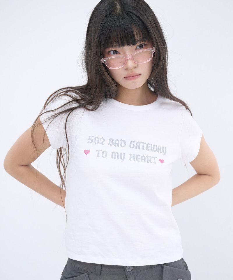 502 GLITTER LETTERING T SHIRT - WHITE