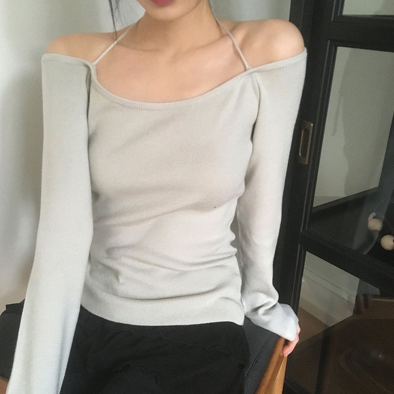 [MADE] Har Halter Strap Off-Shoulder Knitwear