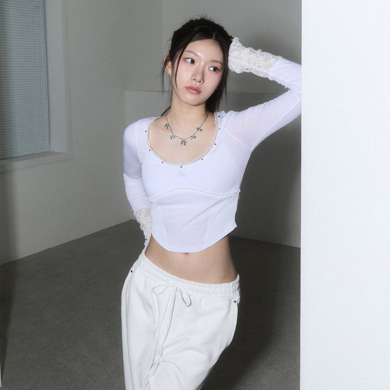 (2nd reorder) corset stud long sleeve - white