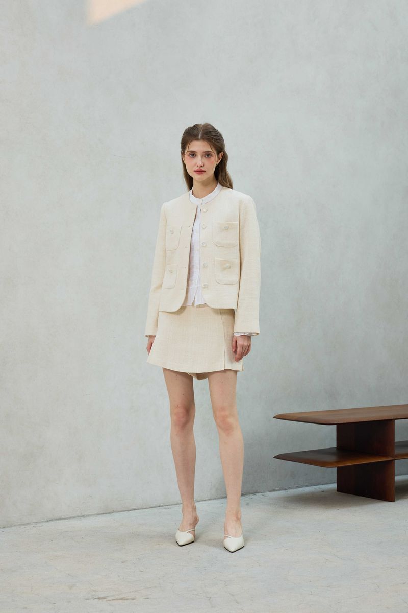 CHERISH TWEED SKIRT PANTS / WHITE