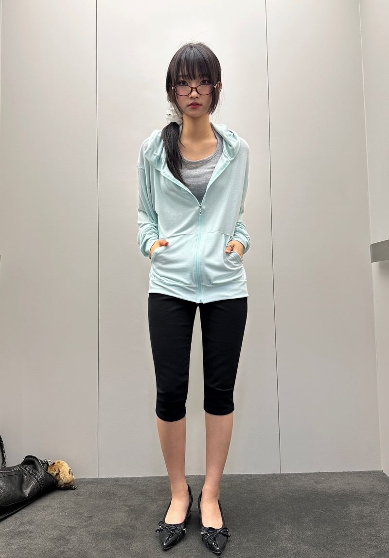 Antale Sheer Oversized Hooded Zip-Up 4color