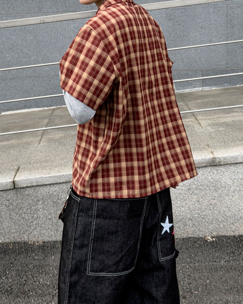 Rendro Square Check Half Shirt