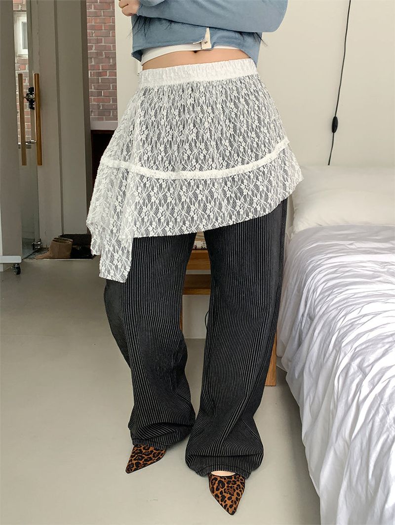 LACE UNBAL LAYERED SKIRT (2C)
