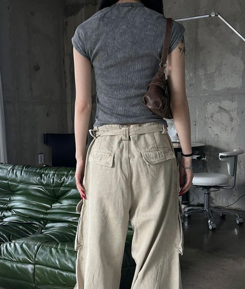 [Unisex] Desert belt washing cargo pants(3color)