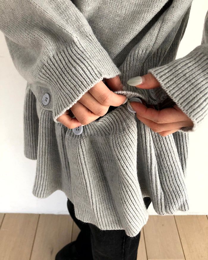Peon Layered Frill Button Knit