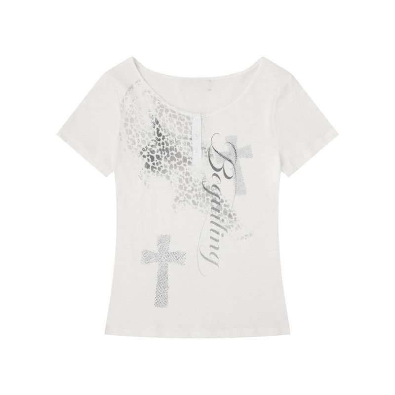 Cozy&Kitsch(コージーアンドキッチ)の「Elora Rhinestone Cross T-shirt(Tops)」