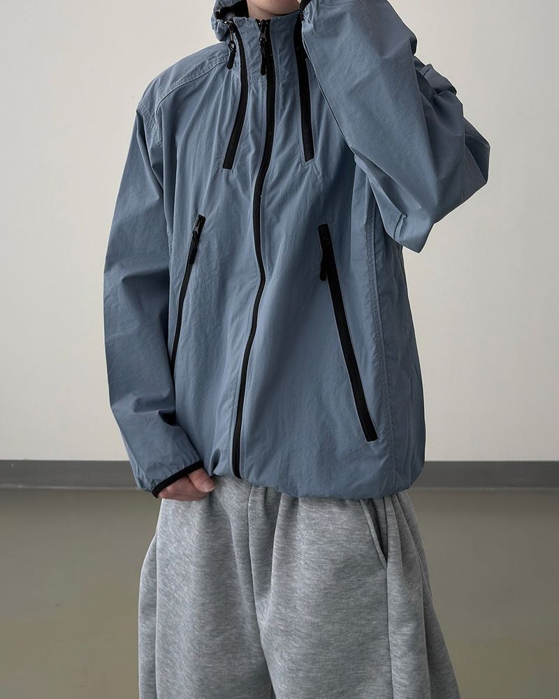 CALVET Zip-Up Hooded Windbreaker