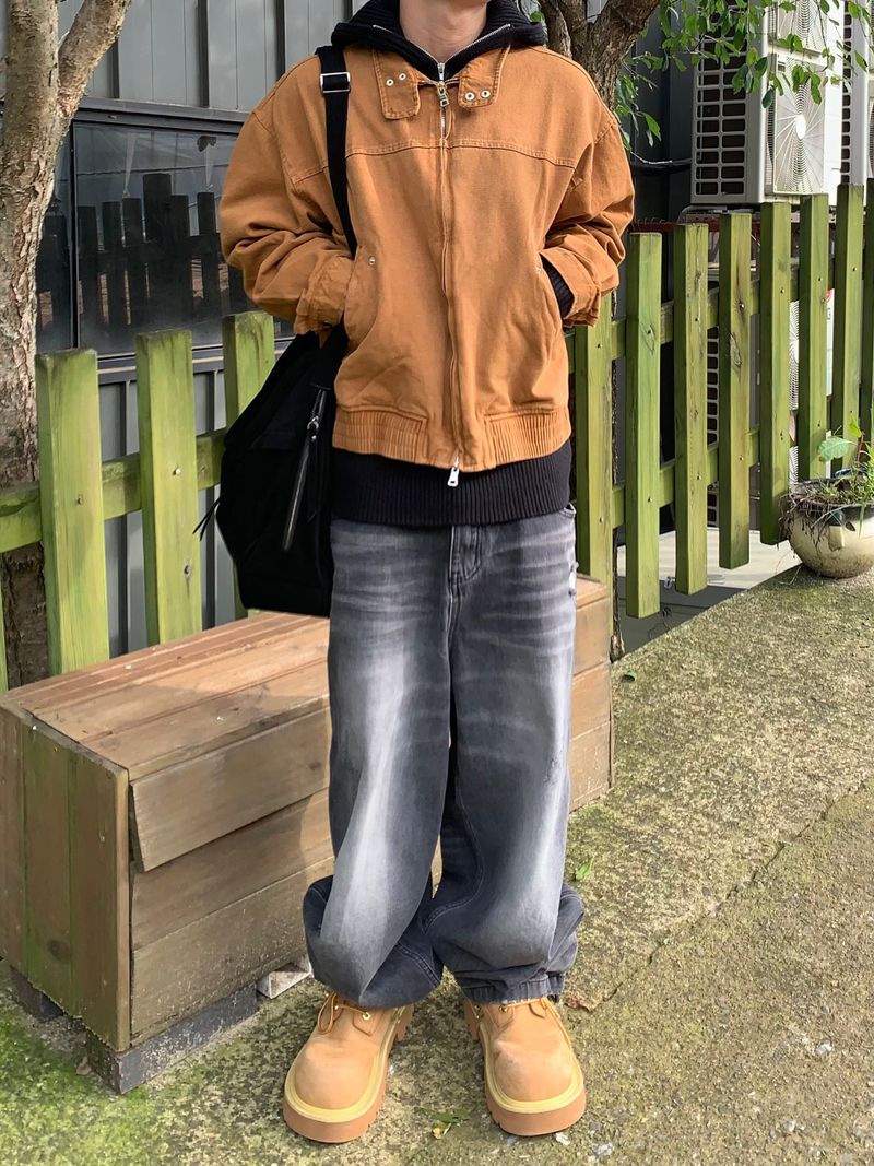 Rib Hood Half Zip-Up Knit