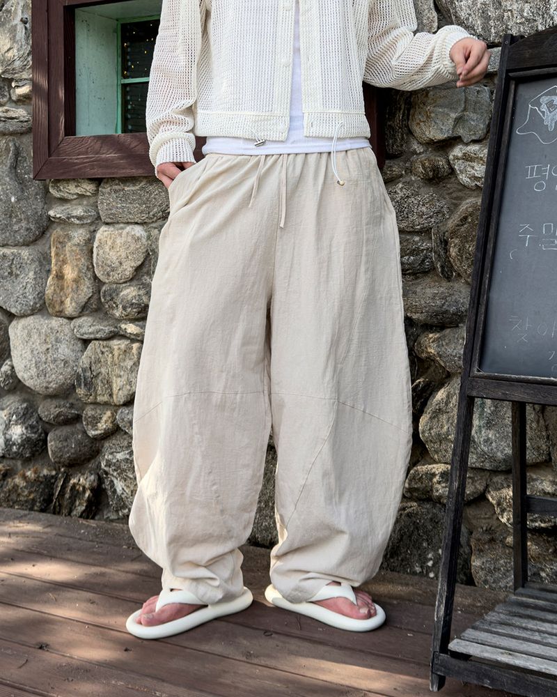 Beo Curved Linen Balloon Pants